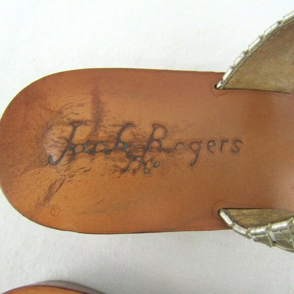 Jack Rogers White Gold Metallic Braided Leather Thong Sandals Size 6M Flip Flops - Picture 8 of 12